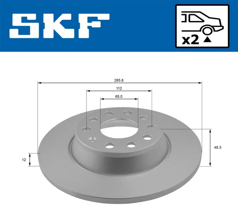 VW диск гальмівний задн.Golf V, Passat 06-,Touran SKF VKBD91289S2