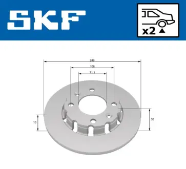 CITROEN Диск гальмівний задній C4 III 1.2 PureTech 21- SKF VKBD91351S2