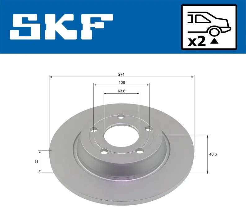 FORD диск гальм. задн. FOCUS 18- SKF VKBD91353S2 (фото 1)