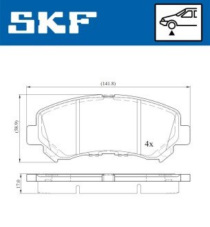 Передні тормозні (гальмівні) колодки skf VKBP80069