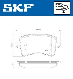 Колодки ручного (стоячого) тормоза skf VKBP90052