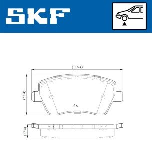 Передні тормозні (гальмівні) колодки skf VKBP80003