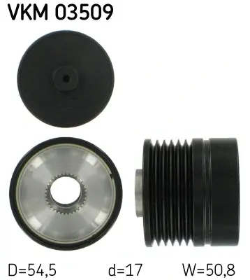 FIAT Шкив генератора Punto/Grande Punto 1,3D Multijet, OPEL 1,3CDTI 05-. SKF VKM 03509