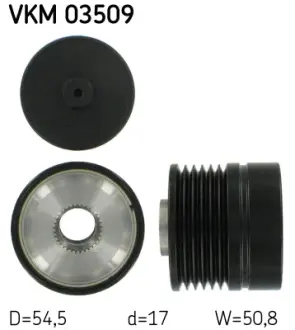 FIAT Шкив генератора Punto/Grande Punto 1,3D Multijet, OPEL 1,3CDTI 05-. SKF VKM 03509