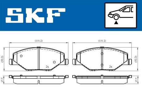 Тормозні (гальмівні) колодки skf VKBP80628