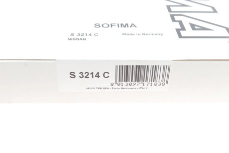 Фільтр салону NISSAN ""2,5-3,0 ""10>> sofima S3214C