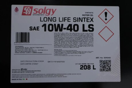 Олива моторна LONG LIFE SINTEX 10W-40 LS (208 L) solgy 504040