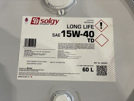 Моторне масло (олива) 15w40 solgy 504043