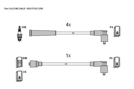 Комплект кабелiв запалювання starline ZK 4154