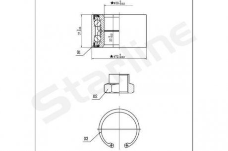 Пiдшипник ступицi колеса starline LO 01432