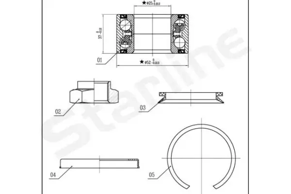 Пiдшипник ступицi колеса starline LO 03556