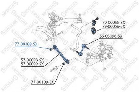 Сайлентблок заднього поздовжнього важеля stellox 77-00109-SX