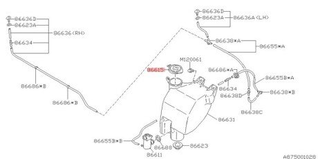 Кришка бачка омивача subaru 86615AA060