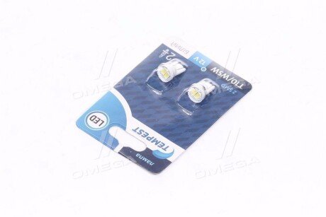 Лампа LED б / ц габарит і панель приладів T10 2SMD W5W 12V WHITE 2шт. блістер <> tempest TP210T1012V