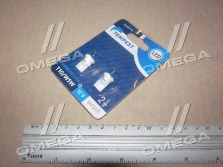 Лампа LED б / ц габарит і панель приладів T10-5SMD W2.1x9.5d 12V WHITE 2шт. блістер <> tempest TP203T1012V