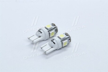 Лампа LED б / ц габарит і панель приладів T10 5SMD W5W 12V WHITE 2шт. блістер <> tempest TP214T1012V