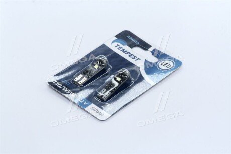 Лампа LED б / ц габарит і панель приладів T10 доп. опору. 2SMD W5W 12V WHITE 2шт. блістер <> tempest TP211T1012V