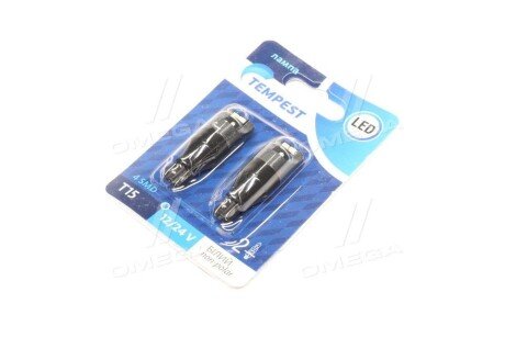 Лампа LED б/ц габарит,задний ход,салон 12/24V T15 4SMD Non-polar WHITE 2шт.блистер < PLUS> tempest TMP19T15