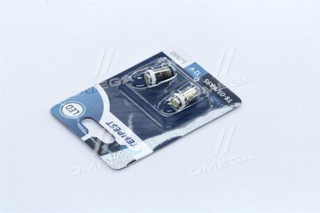 Лампа LED габарит, підсів. панелі приладів T8-03 (1LED) BA9S конус білий 12V 2шт. блістер <> tempest TP241T812V