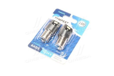 Лампа LED указ. поворотов и стоп-сигн. 12/24V BA15S 6SMD Non-polar WHITE 2шт. блистер < PLUS> tempest TMP191156