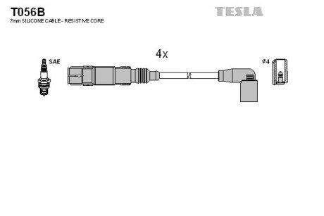 Високовольтні провода для свічок запалювання tesla T056B