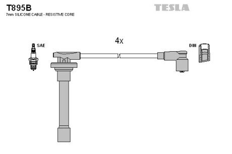 Дроти високої напруги Honda Accord 2.0-2.2 93- tesla T895B на Хонда Аккорд 6