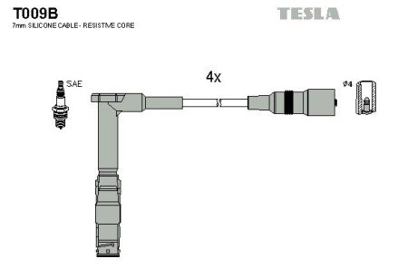 К-кт дротів в/в MB C180 200 220 E200 220 1.8 2.0 2.2 92-01 tesla T009B на Мерседес C-Class S202