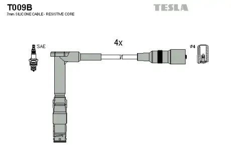 К-кт дротів в/в MB C180 200 220 E200 220 1.8 2.0 2.2 92-01 tesla T009B Мерседес W202