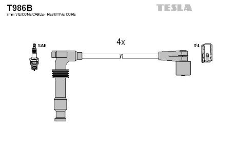 Високовольтні провода для свічок запалювання tesla T986B