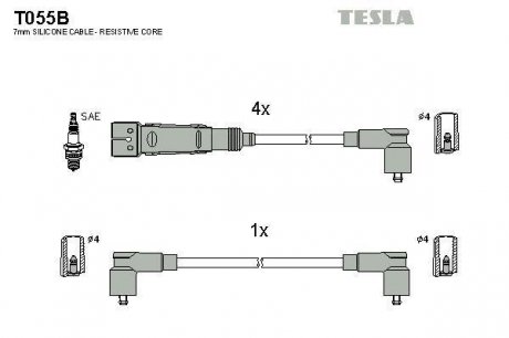 Комплект кабелiв запалювання tesla T055B