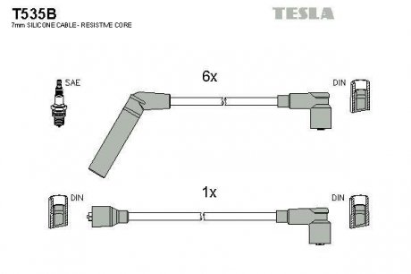 Комплект кабелiв запалювання tesla T535B