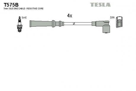 Комплект кабелiв запалювання tesla T575B
