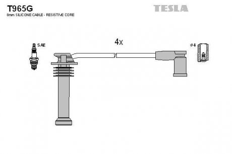 Комплект кабелiв запалювання tesla T965G