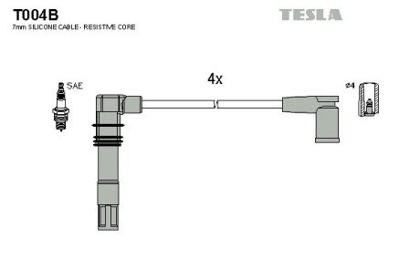 Високовольтні провода для свічок запалювання tesla T004B