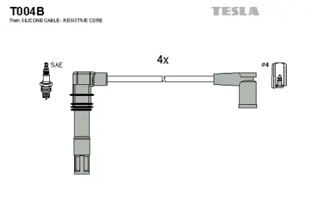 Комплект кабелiв запалювання Tesla T004B