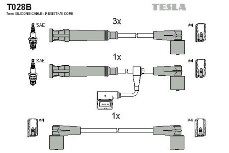 Комплект кабелiв запалювання tesla T028B на Бмв Е30