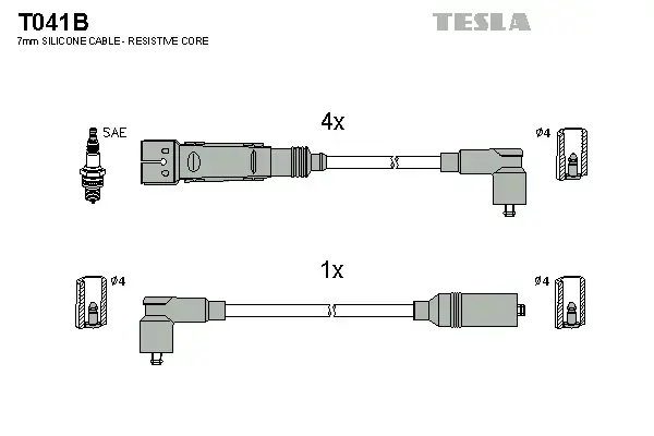 Комплект кабелiв запалювання tesla T041B