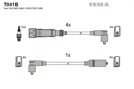 Комплект кабелiв запалювання tesla T041B