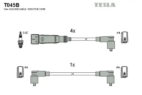 Комплект кабелiв запалювання tesla T045B