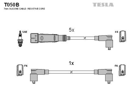 Высоковольтные провода для свечей зажигания tesla T050B