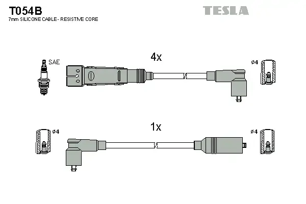 Комплект кабелiв запалювання tesla T054B