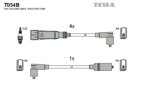 Комплект кабелiв запалювання tesla T054B