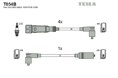 Комплект кабелiв запалювання tesla T054B