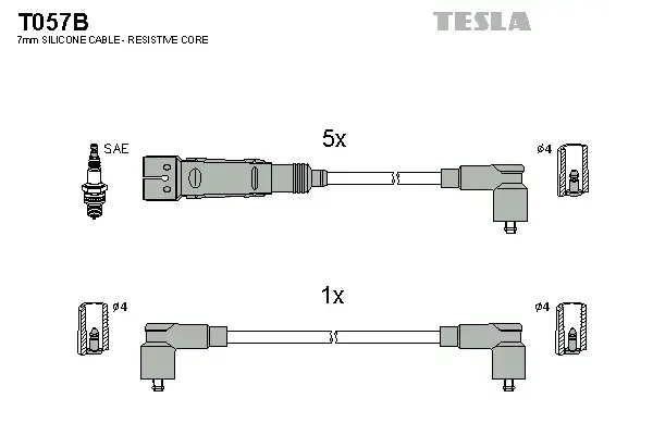 Комплект кабелiв запалювання tesla T057B