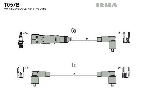 Высоковольтные провода для свечей зажигания tesla T057B