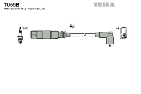 Комплект кабелiв запалювання tesla T059B на Ауди А3 8l