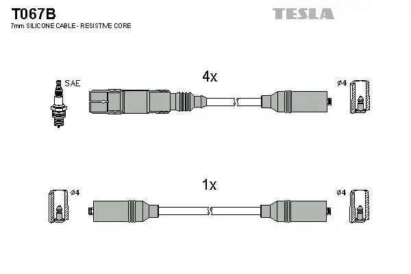 Комплект кабелiв запалювання tesla T067B