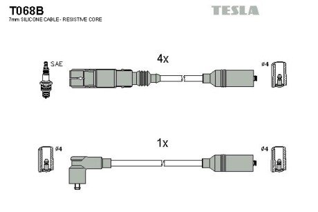 Комплект кабелiв запалювання tesla T068B