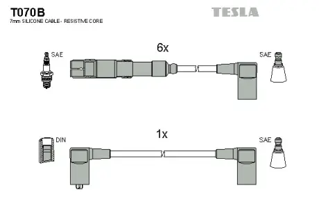 Комплект кабелiв запалювання Tesla T070B