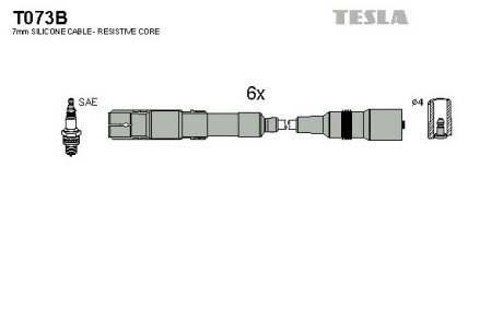 Комплект кабелiв запалювання tesla T073B на Ауди 100 с4